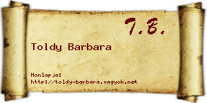 Toldy Barbara névjegykártya
